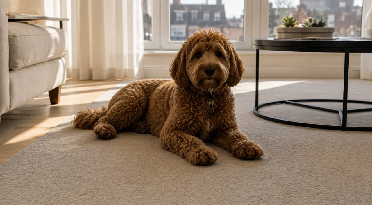 Dog relaxing in a clean home